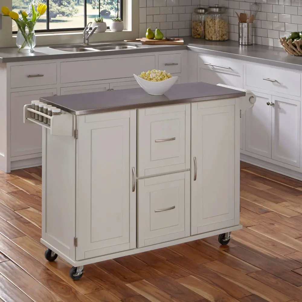 White Stainless Top Kitchen Cart - Patriot