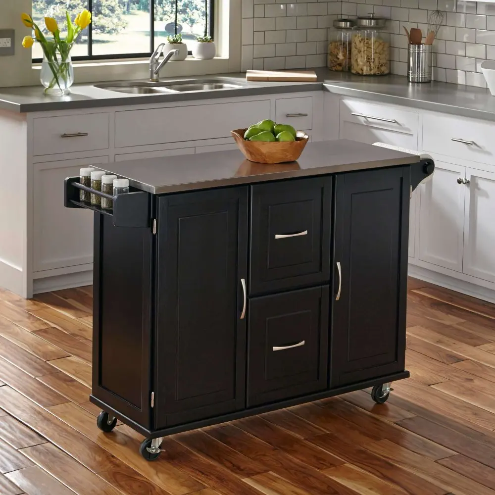 4515-95 Black Stainless Top Kitchen Cart - Patriot-1