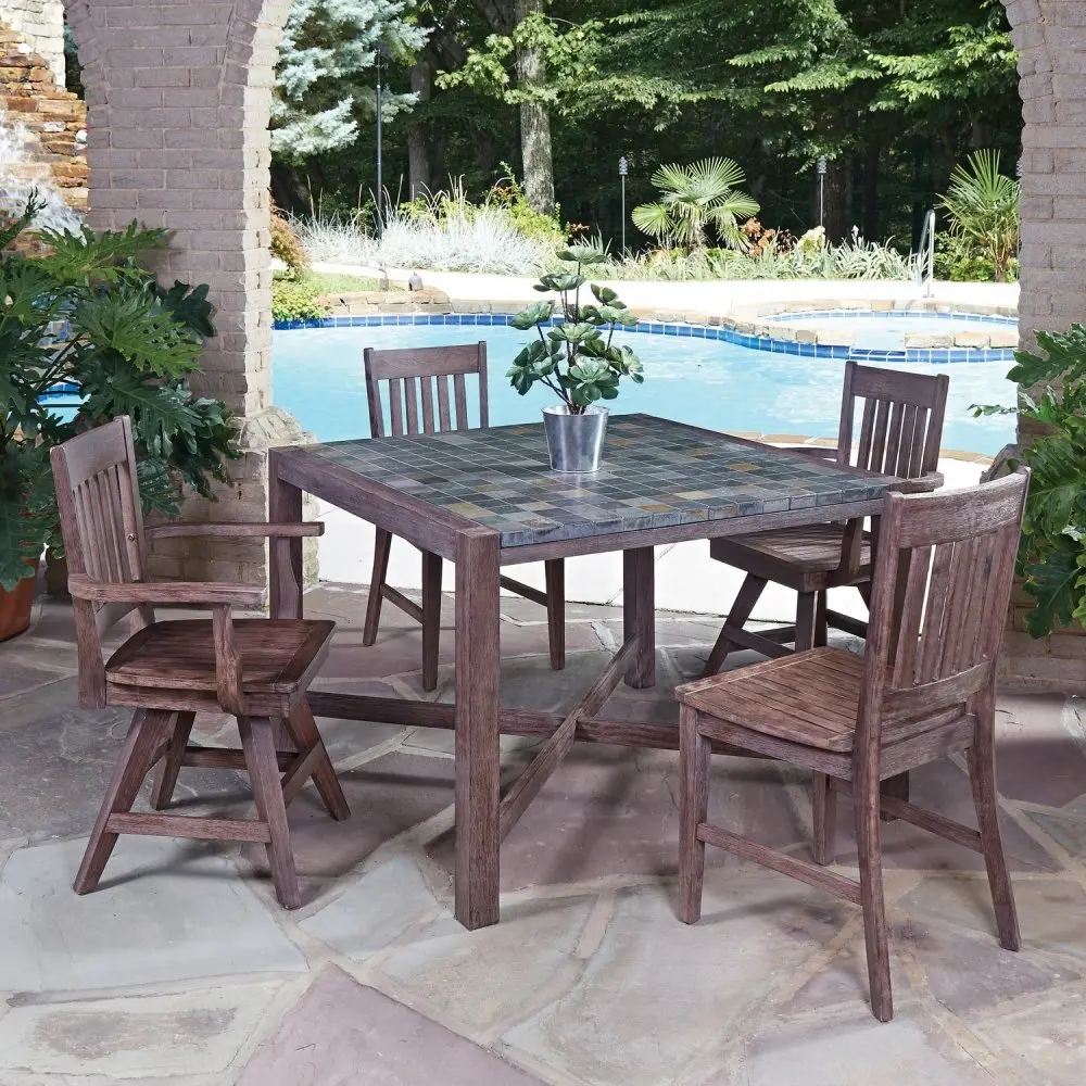 5601-3758 Mosaic Slate 5 Piece Square Table Dining Set - Morocco -1