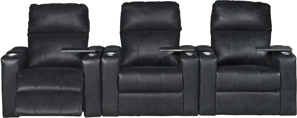 Eclipse Black Power 3 Piece Reclining Home Theater Seating - Headliner-1