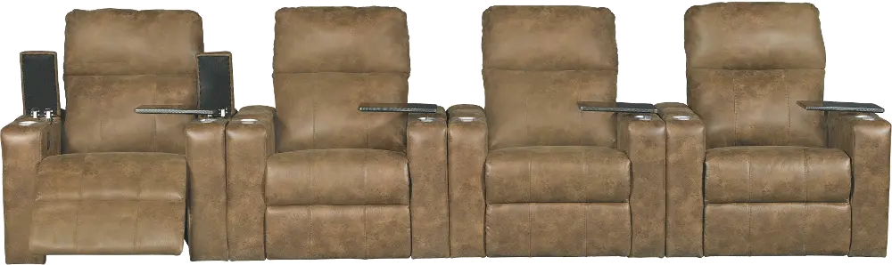 Saddle Brown 4 Piece Power Home Theater Seating - Headliner-1