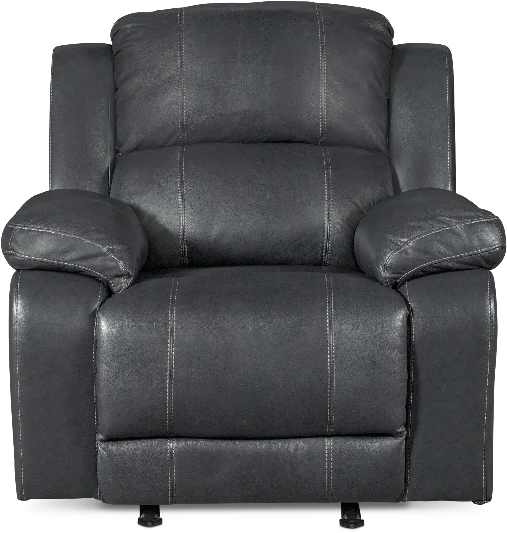 Steamboat Charcoal Gray Leather-Match Rocker Recliner - Monticello-1