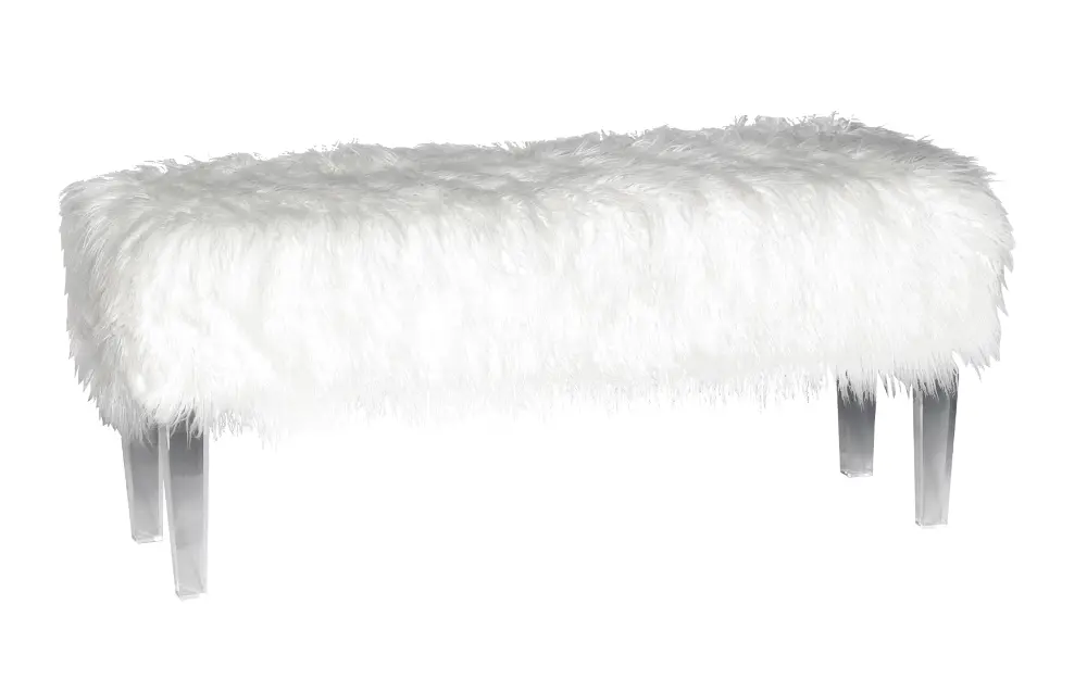 Faux Fur Bench with Acrylic Legs-1