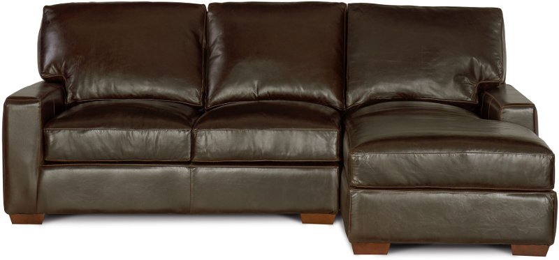 Mayfair 2 Piece Right Facing Chaise, Brown Leather Sectional Chaise