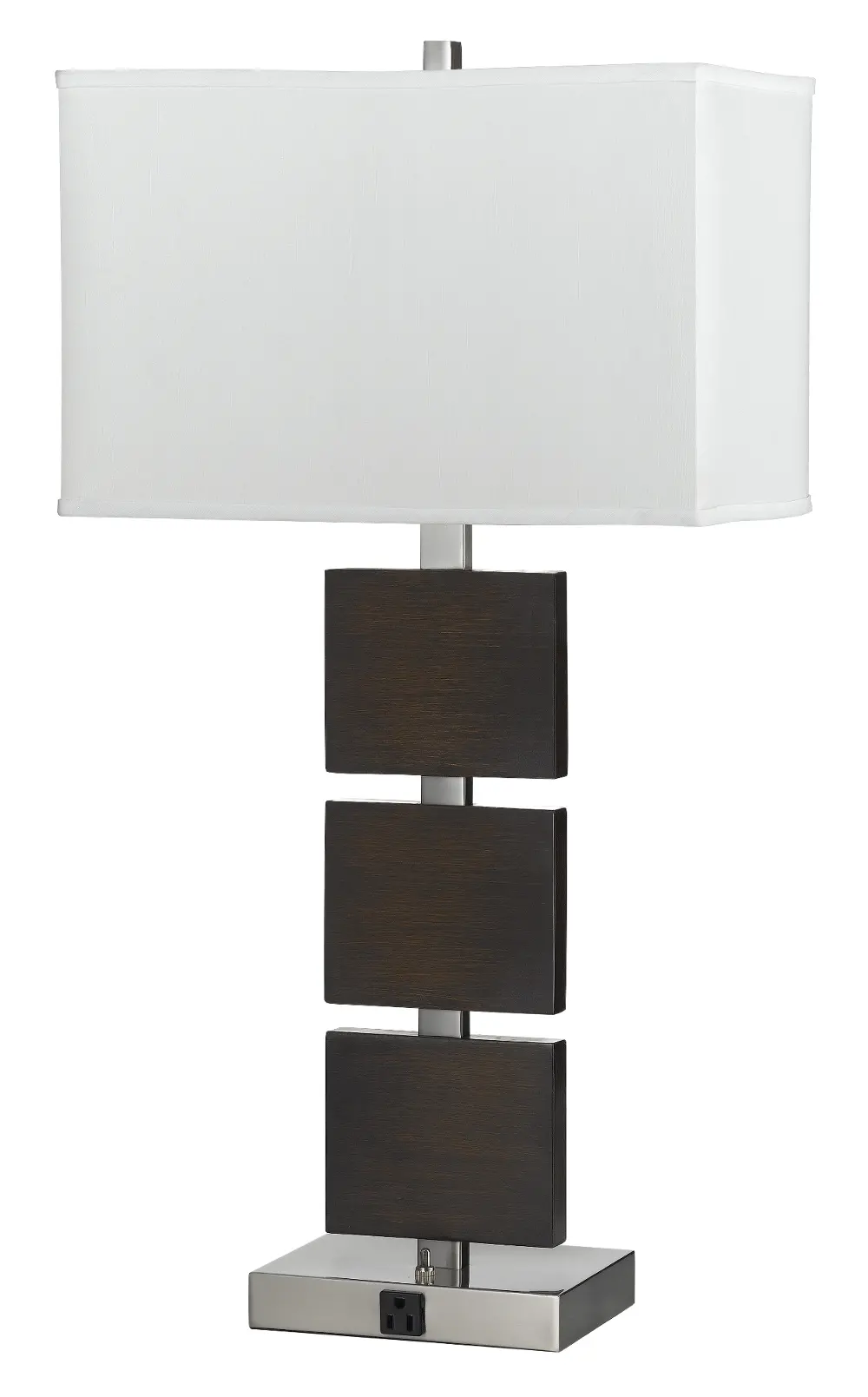 Rust Brushed Steel and Wooden Night Stand Table Lamp-1