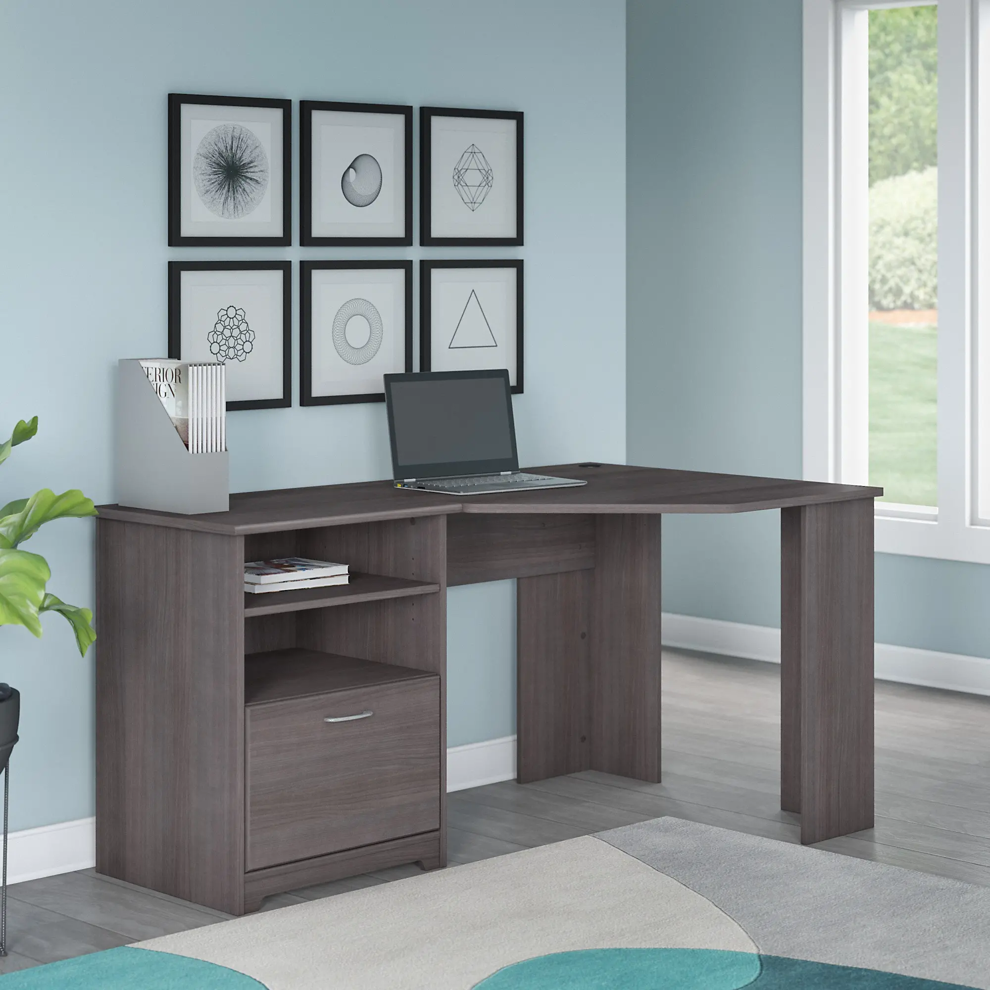 Cabot Heather Gray Corner Desk - Bush Furniture