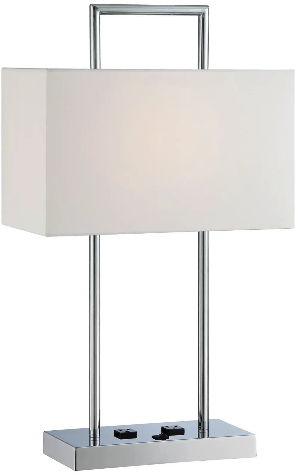 Chrome Table Lamp with 2 Outlets-1