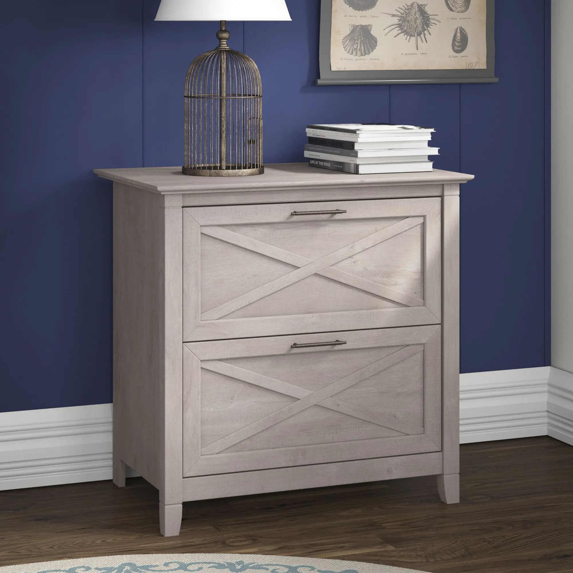 Key West Washed Gray 2 Drawer Lateral File Cabinet - Bush Furniture