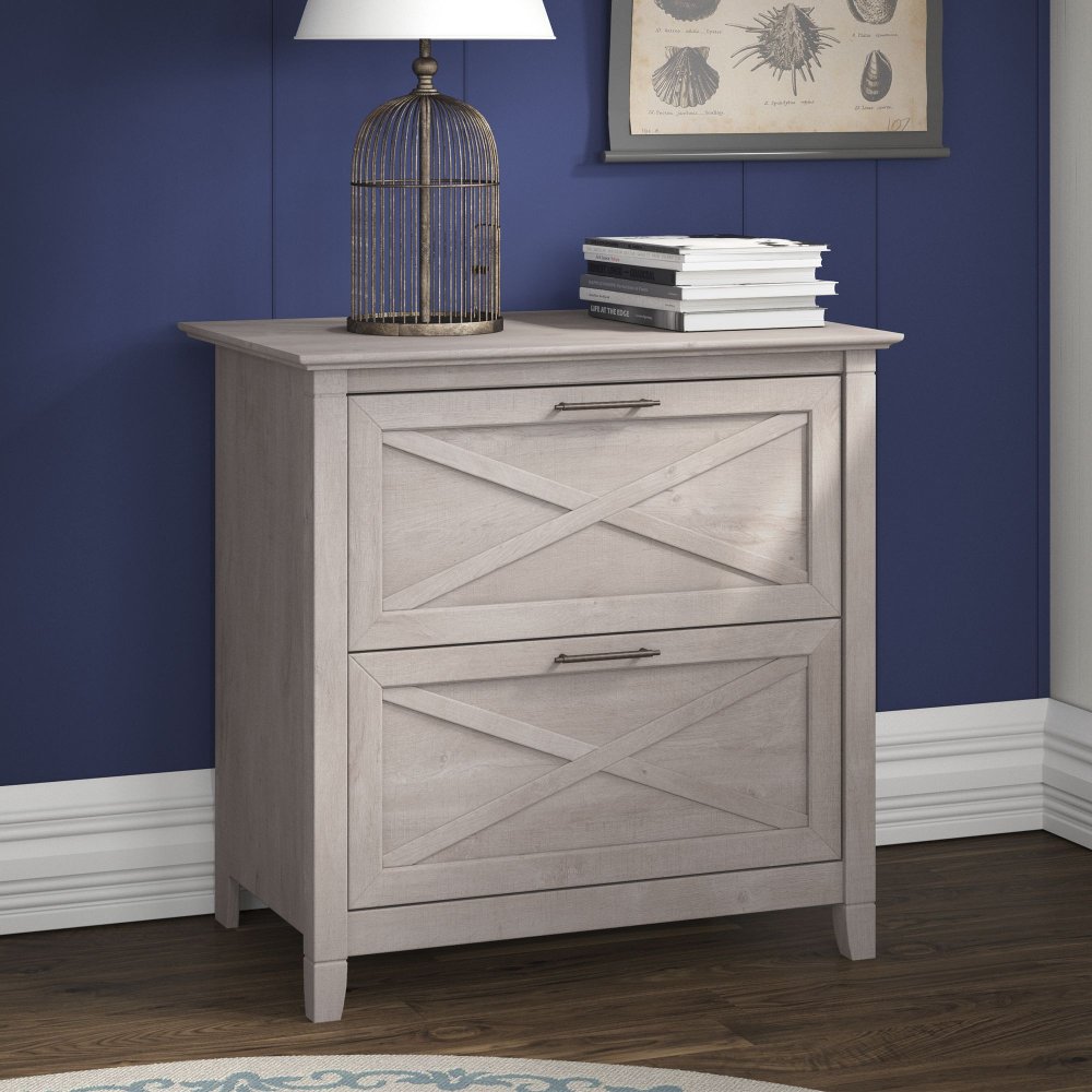 Key West Washed Gray 2 Drawer Lateral File Cabinet - Bush Furniture