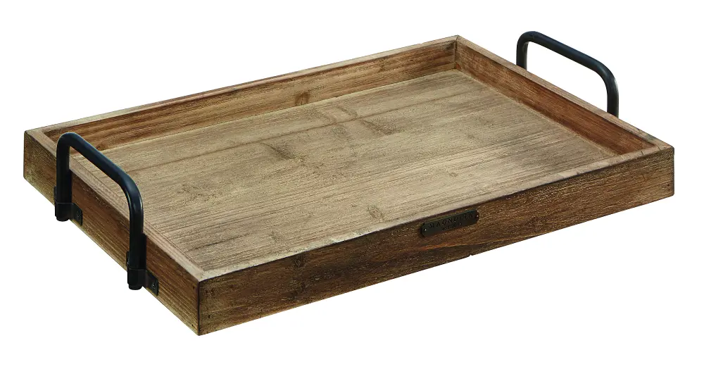Magnolia Home Furniture Pine Breakfast Tray with Black Handles-1