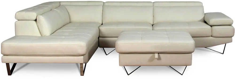 Modern White 2 Piece Sectional Sofa with RAF Sofa - Liberty -1