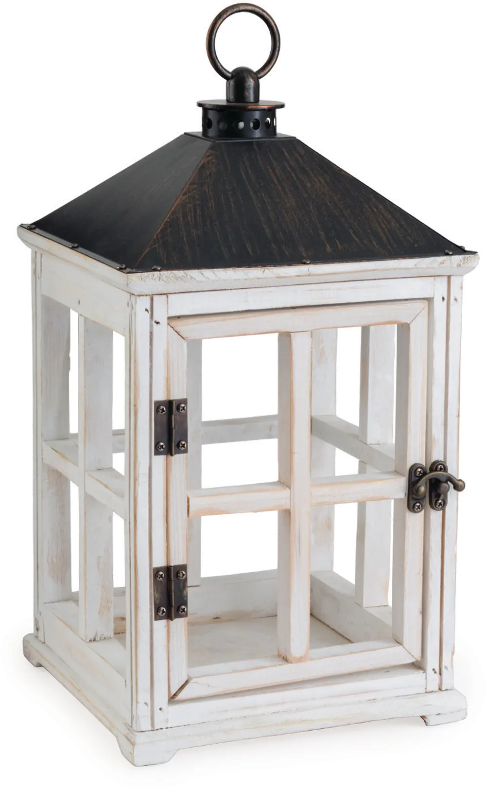 Weathered White Wooden Candle Lantern - Candle Warmers-1
