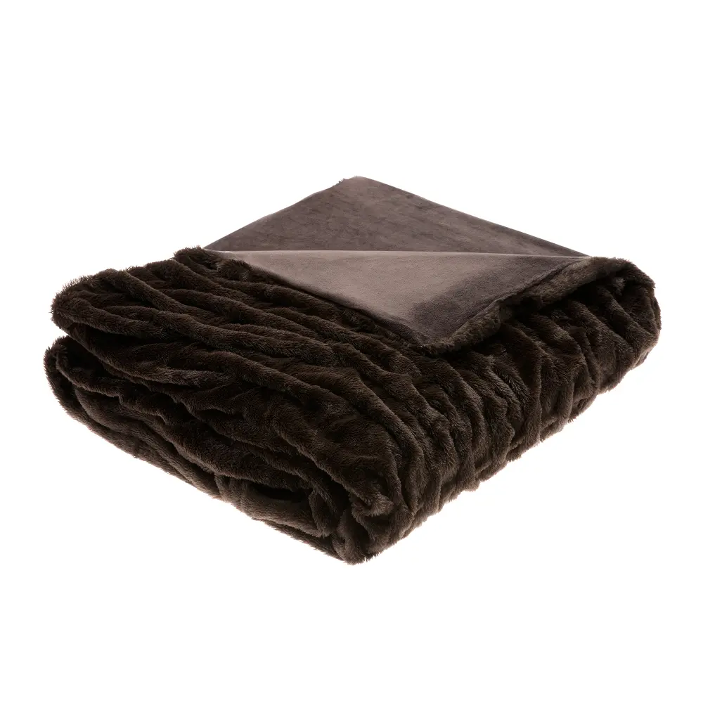 Brown Faux-Fur Over-Sized Throw - Hutchins-1