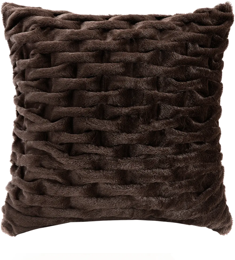 Brown Faux-Fur Square Throw Pillow - Hutchins-1