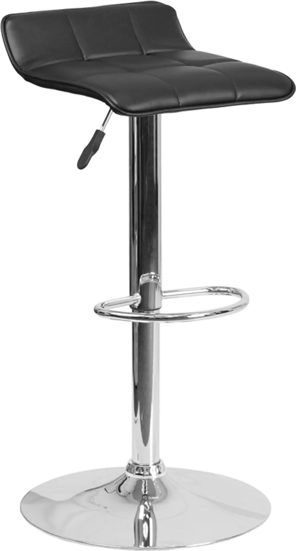 Black Adjustable Bar Stool with Chrome Base-1