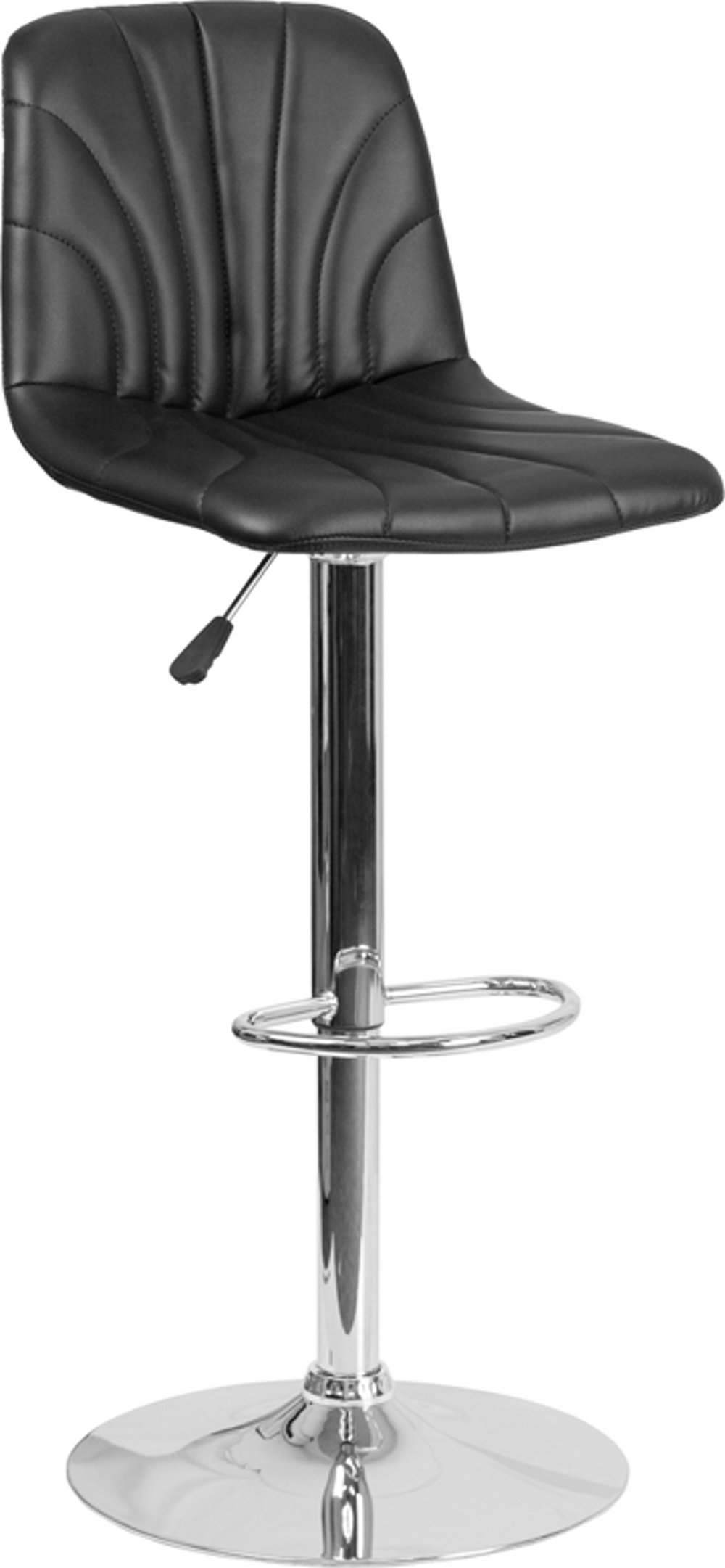 Black Vinyl Adjustable Bar Stool with Chrome Base