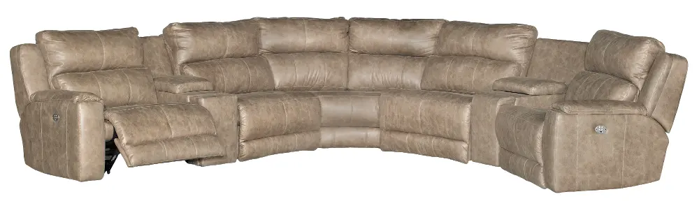 Vintage Taupe 7 Piece Manual Reclining Sectional Sofa - Dazzle-1