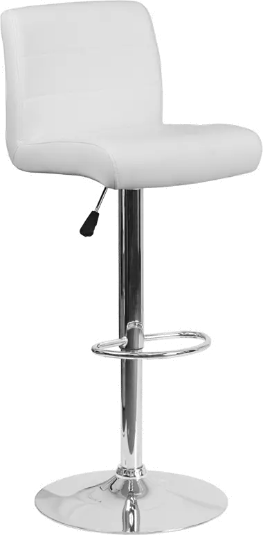 DS-8101B-WH-GG White Vinyl Adjustable Bar Stool with Chrome Base sku DS-8101B-WH-GG