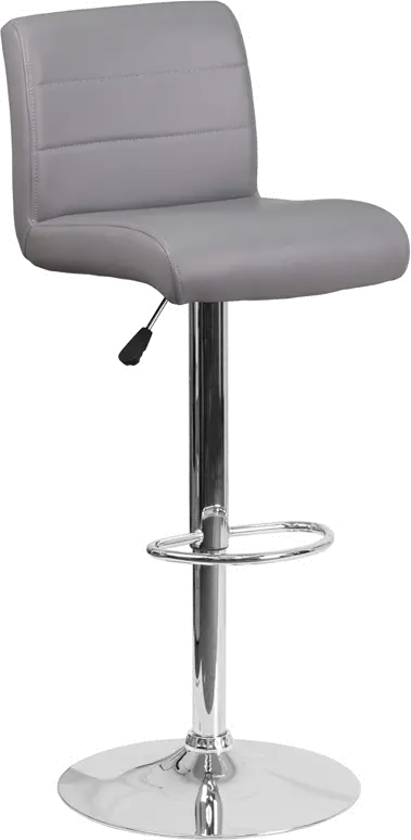 Photos - Chair Flash Furniture Gray Vinyl Adjustable Bar Stool with Chrome Base DS-8101B 