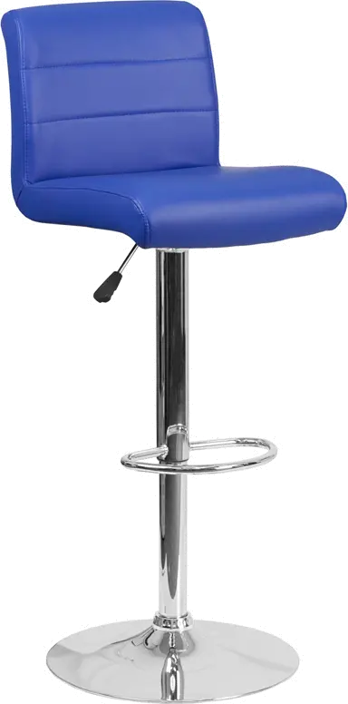 Photos - Chair Flash Furniture Blue Vinyl Adjustable Bar Stool with Chrome Base DS-8101B 