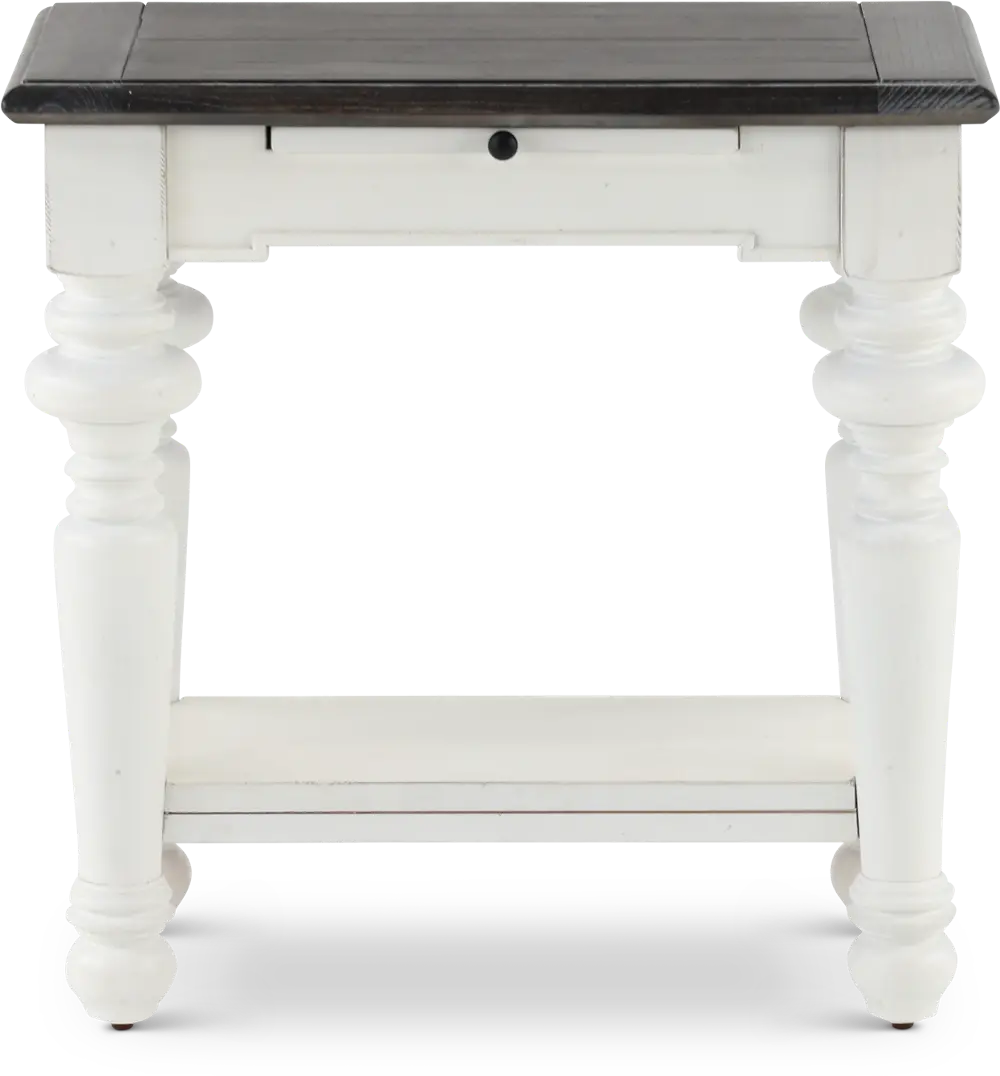 European Cottage Charcoal Gray & White Side Table-1