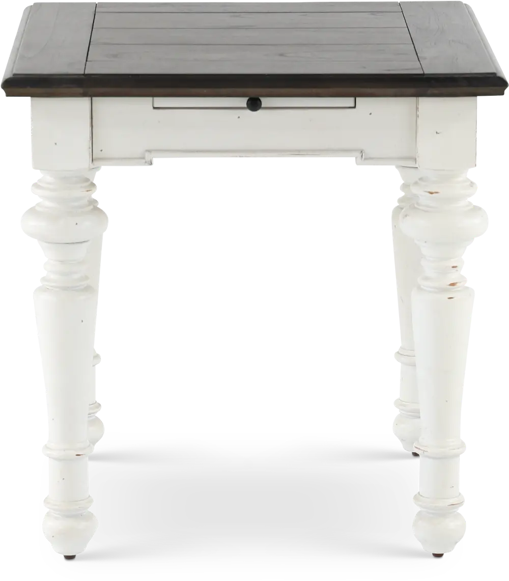 European Cottage Charcoal Gray & White End Table-1