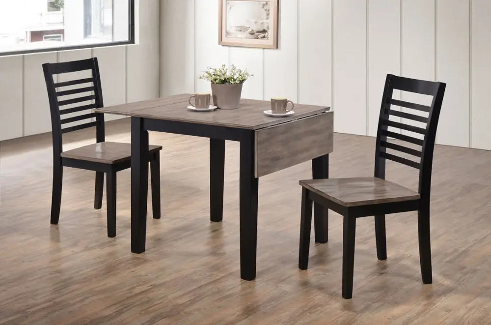 Ebony and Gray 3 Piece Drop Leaf Dining Set - South Beach Collection-1