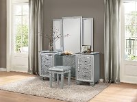 Silvery Gray Contemporary Vanity Set Allura Rc Willey Furniture Store