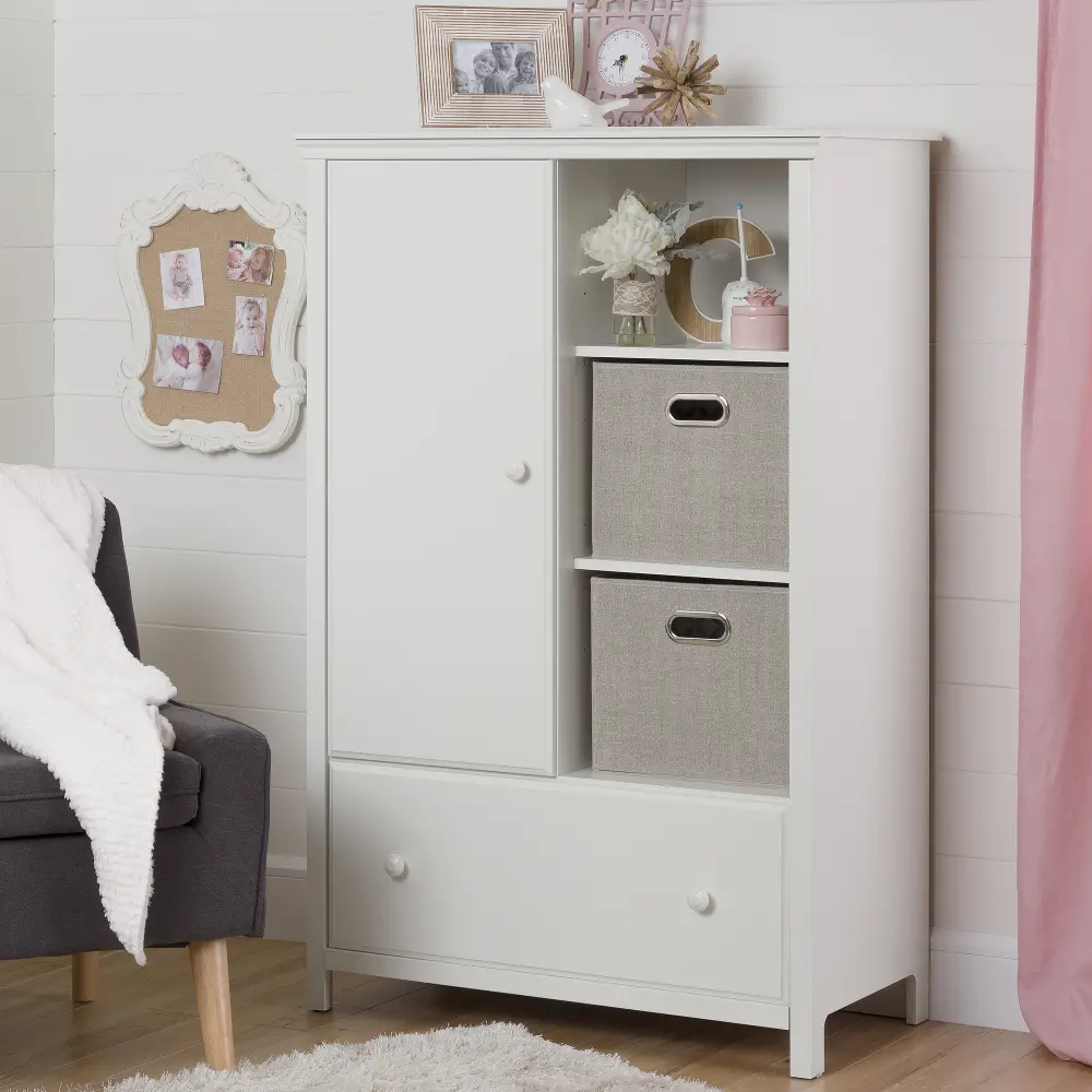 10468 Cotton Candy White Armoire with Drawer-1