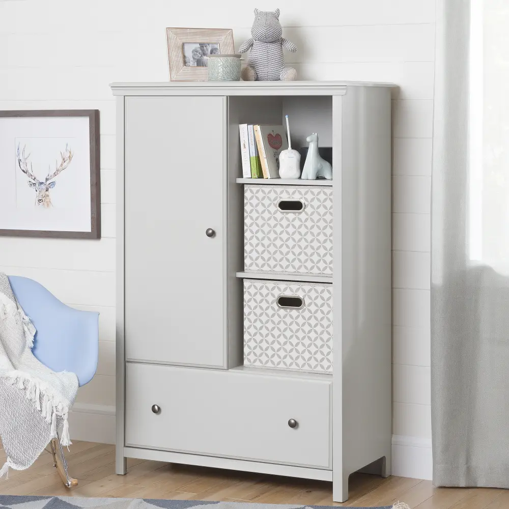 10469 Cotton Candy Gray Armoire with Drawer-1