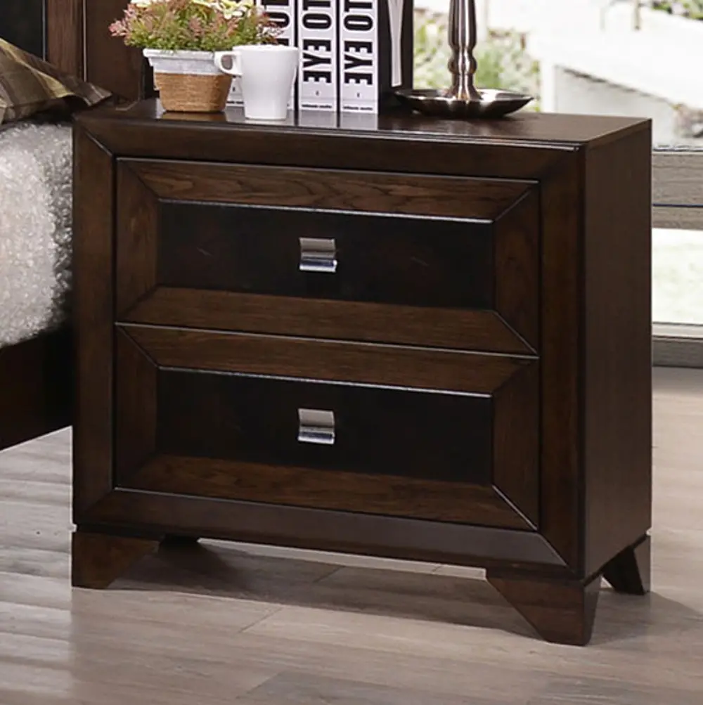 Contemporary Cappuccino Brown Nightstand - Sussex -1