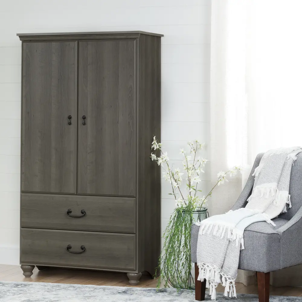 10243 Gray Maple Armoire with Drawers - Noble-1