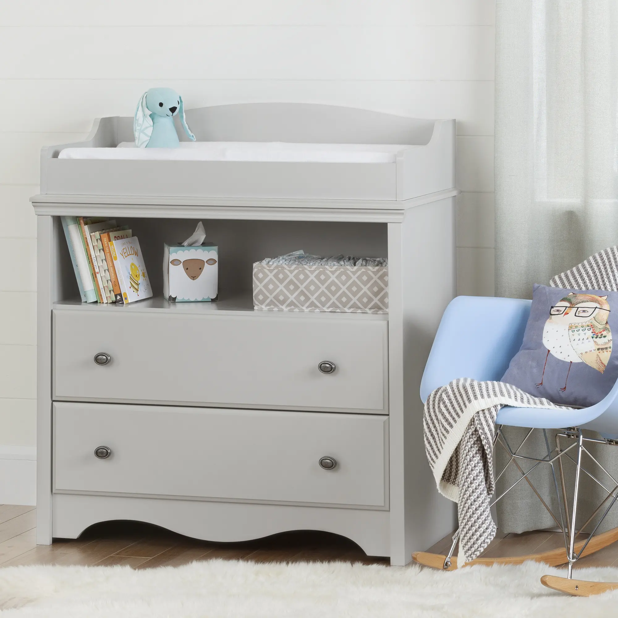 Angel Gray Changing Table with Drawers - South Shore