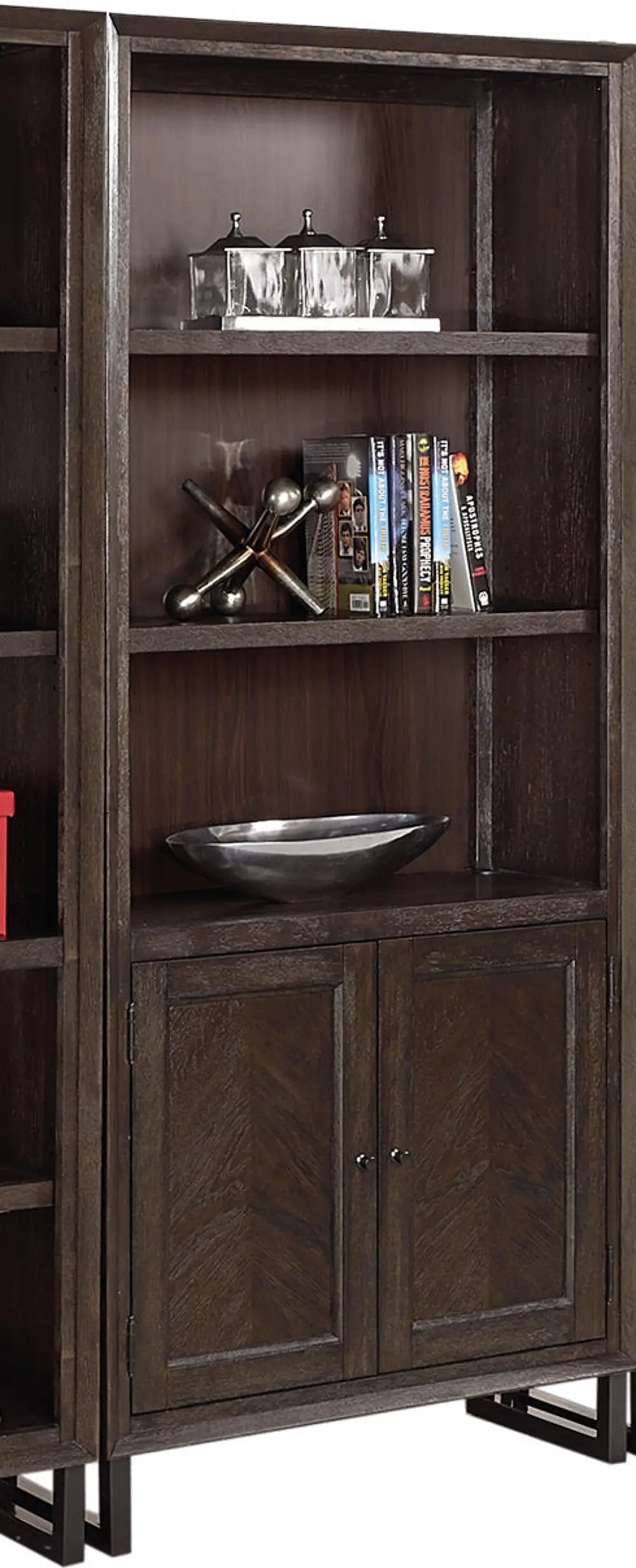 Hickory Brown Bookcase with Doors - Harper Point-1