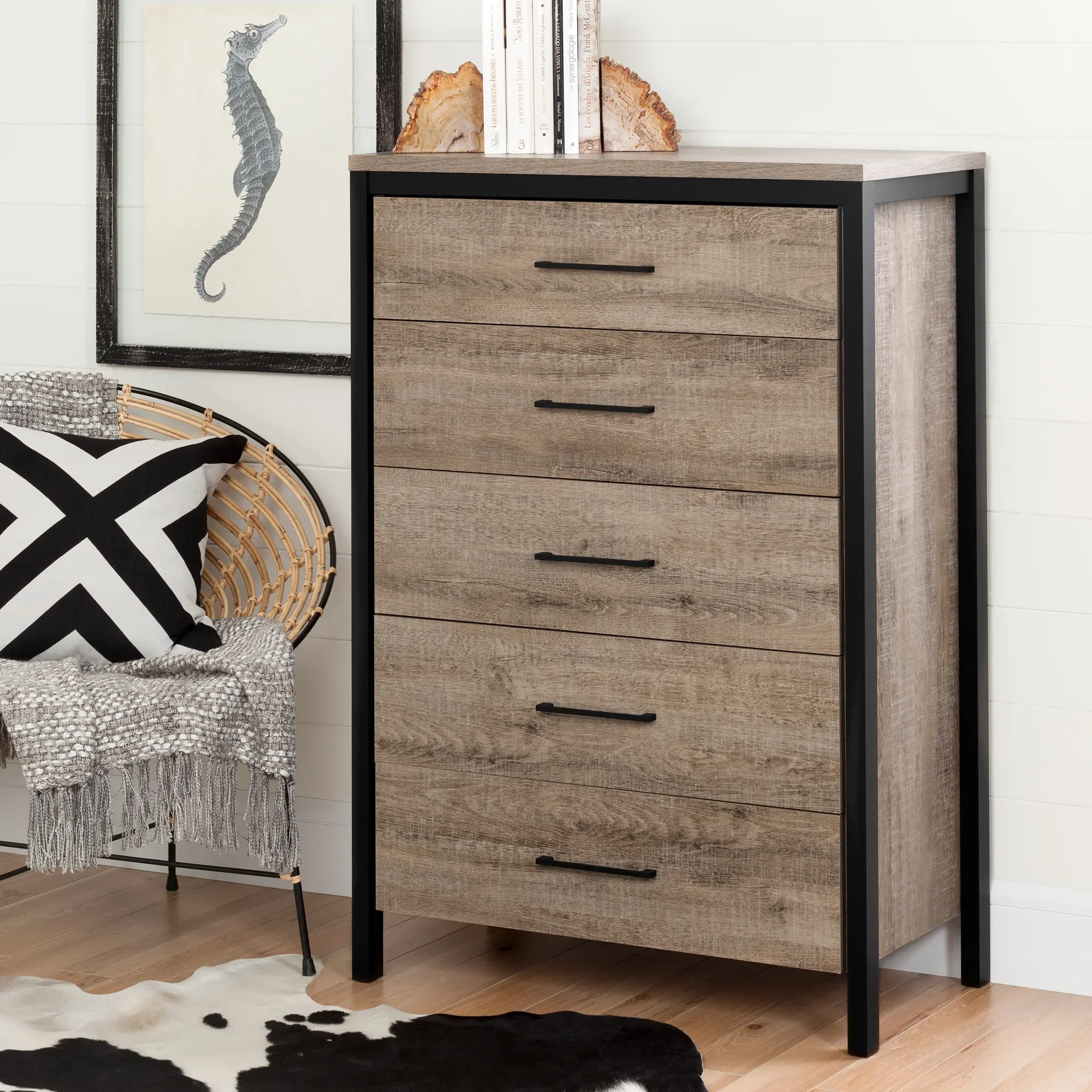 Weathered Oak 5-Drawer Chest - South Shore