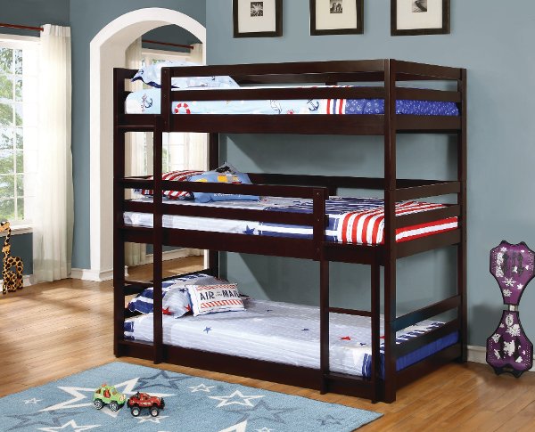 Bunk Beds Kids Furniture Rc Willey Contemporary Merlot Triple Twin Bunk Bed Milan