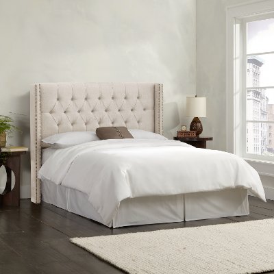 Linen Talc Diamond Tufted Wing Back Queen Size Headboard Rc 142nb Brlnntlc Linen Talc Diamond Tufted Wing Back Queen Size Headboard