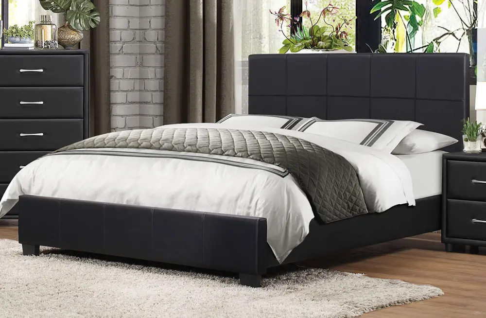 Contemporary Black Twin Upholstered Bed - Lorenzi-1