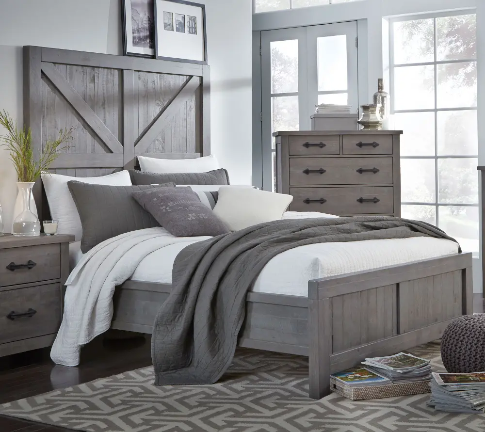 Gray Rustic Contemporary King Bed - Austin-1