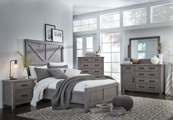 King Bedroom Sets With Size Beds Rc Willey Furniture Clearance Gray Rustic Contemporary 4 Piece King Bedroom Set Austin