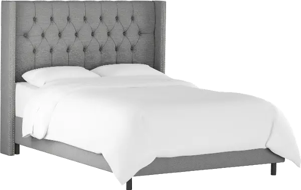 Linen Gray Diamond Tufted Wingback King Size Bed Rc Willey Linen Gray Diamond Tufted Wingback King, King Size Tufted Wingback Bed