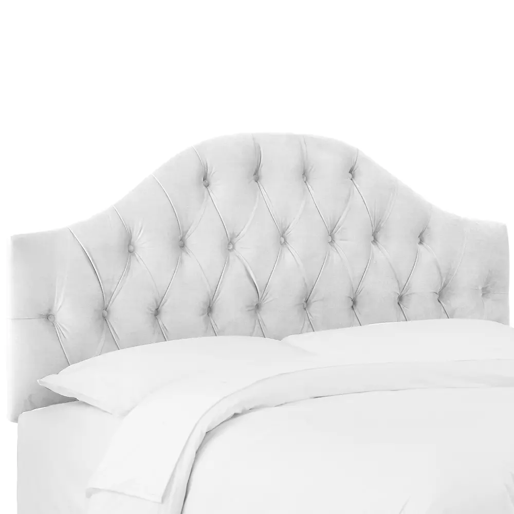 2720TVLVWHT Velvet White Tufted Twin Upholstered Headboard-1