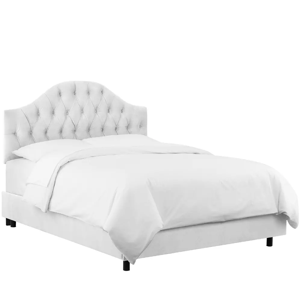 2720BEDVLVWHT Velvet White Tufted Twin Upholstered Bed-1