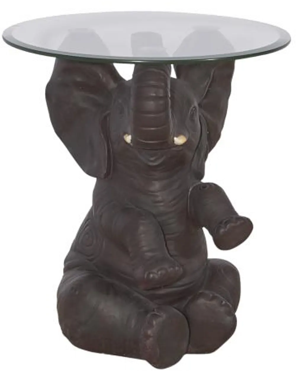 Resin Elephant Accent Table with Glass Top-1