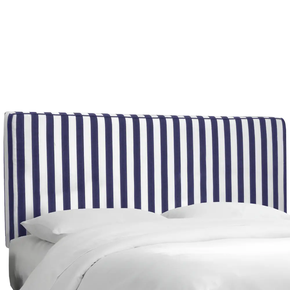 481FCNPSTRBL Blue & White Stripe Upholstered Full Headboard-1