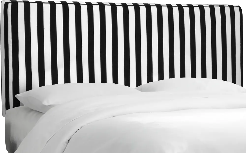 481FCNPSTRBLC Black & White Stripe Upholstered Full Headboard-1