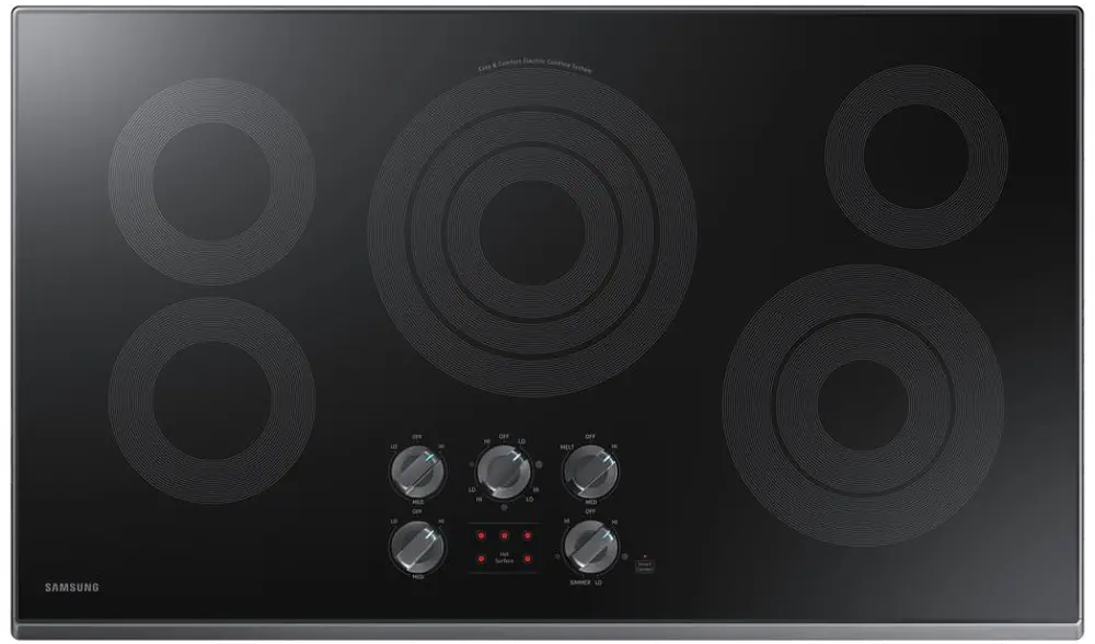 NZ36K6430RG Samsung 36 Inch Smart Smoothtop Electric Cooktop with Rapid Boil - Black Stainless Steel-1