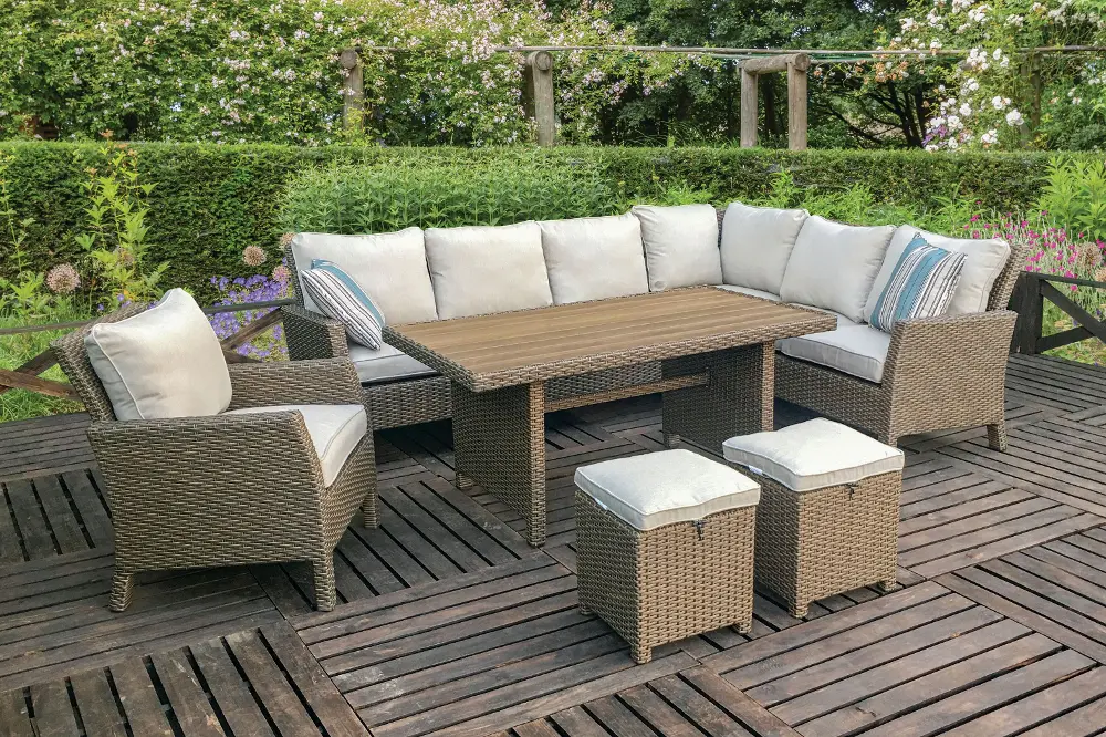 Stone and Wicker 5 Piece Patio Group - Arcadia Collection -1