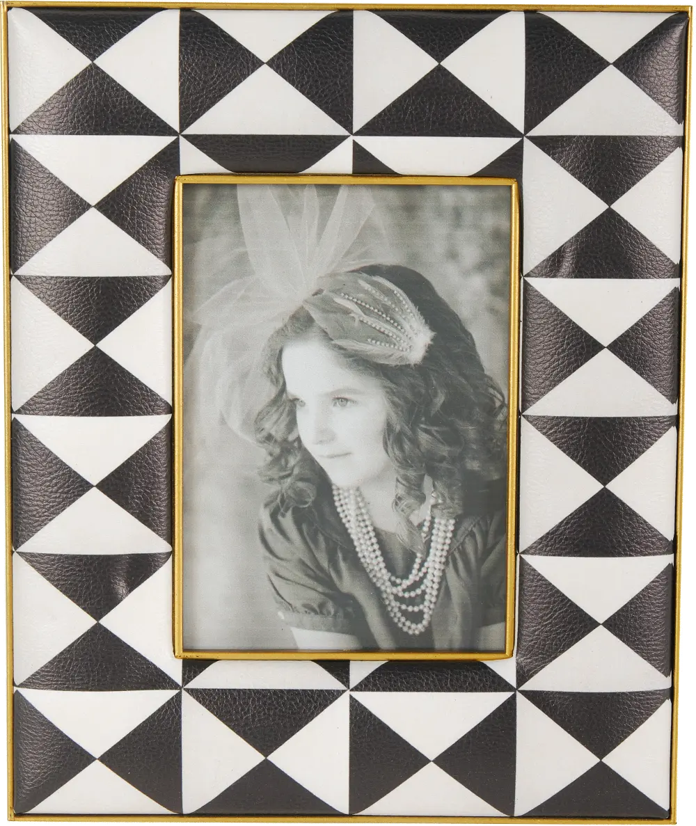 10 Inch Black and White Geometric Printed Picture Frame-1