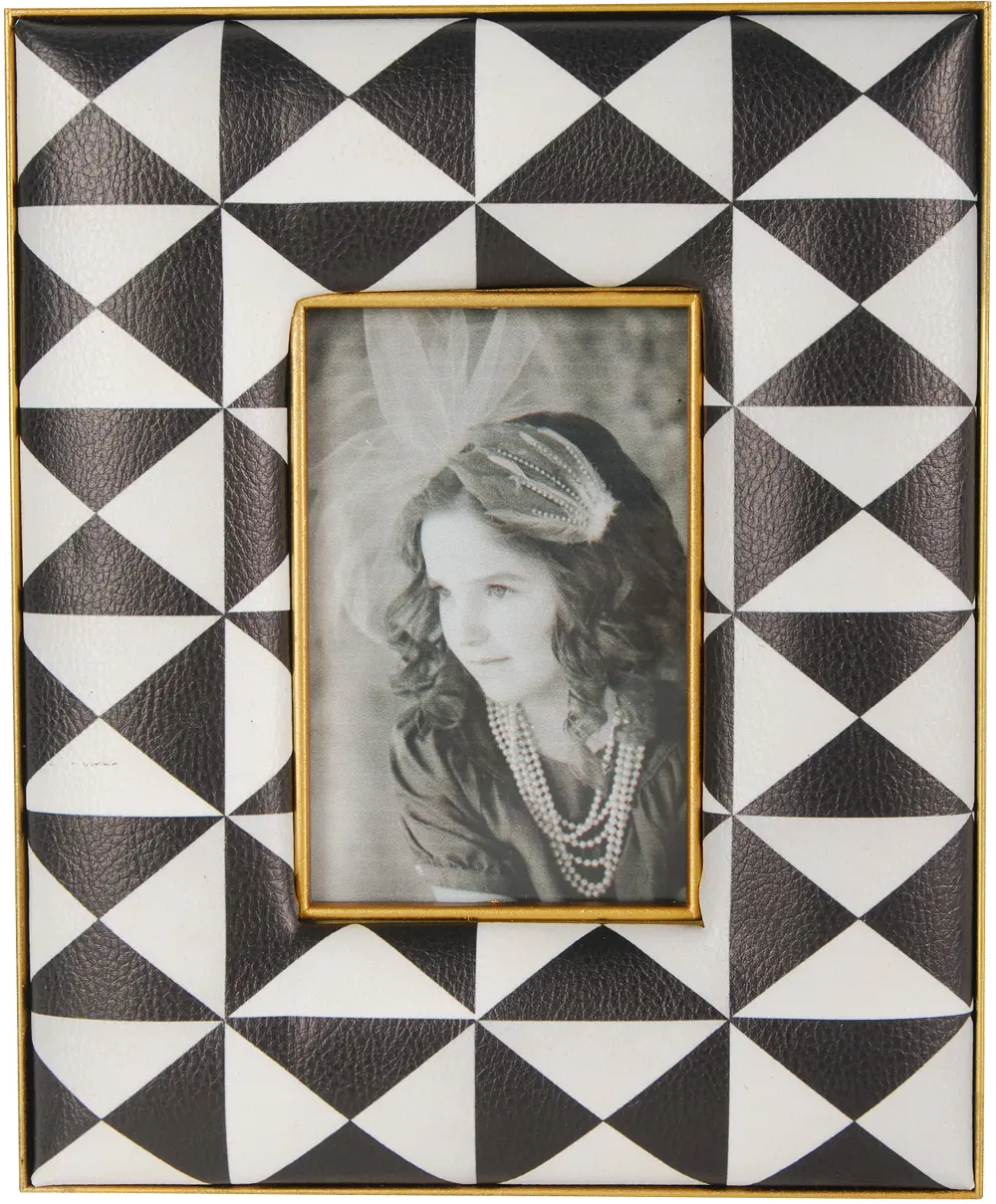8 Inch Black and White Geometric Printed Picture Frame-1